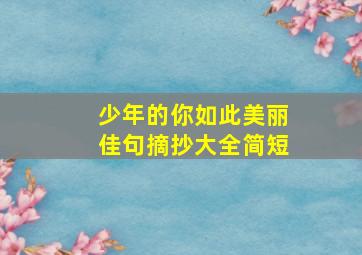 少年的你如此美丽佳句摘抄大全简短