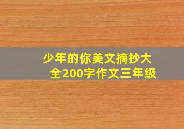 少年的你美文摘抄大全200字作文三年级