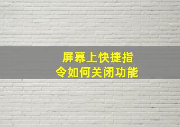 屏幕上快捷指令如何关闭功能