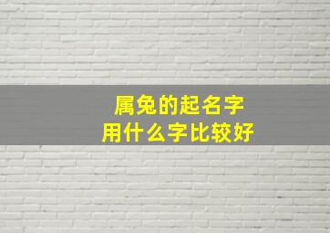 属兔的起名字用什么字比较好