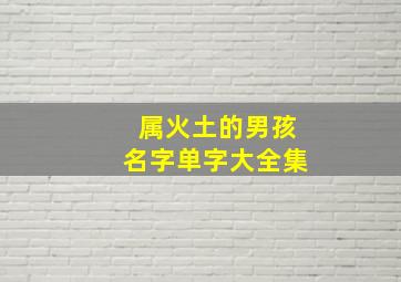 属火土的男孩名字单字大全集