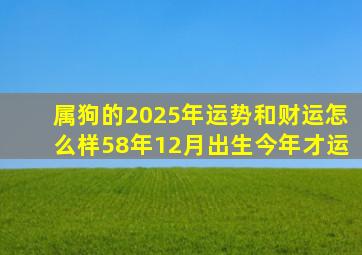 属狗的2025年运势和财运怎么样58年12月出生今年才运