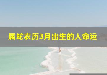 属蛇农历3月出生的人命运