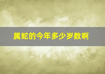 属蛇的今年多少岁数啊