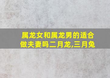 属龙女和属龙男的适合做夫妻吗二月龙,三月兔