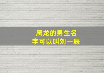 属龙的男生名字可以叫刘一辰