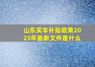 山东买车补贴政策2025年最新文件是什么