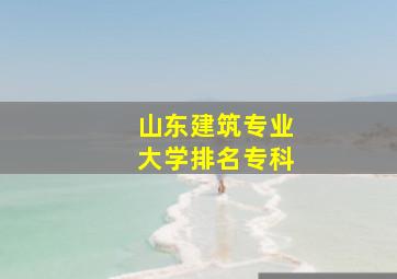 山东建筑专业大学排名专科