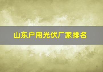 山东户用光伏厂家排名