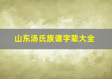 山东汤氏族谱字辈大全