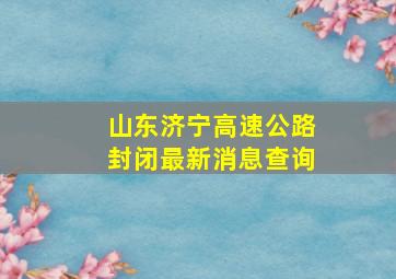 山东济宁高速公路封闭最新消息查询