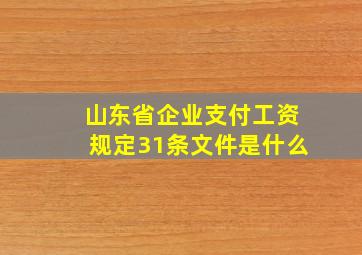 山东省企业支付工资规定31条文件是什么