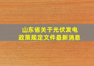 山东省关于光伏发电政策规定文件最新消息