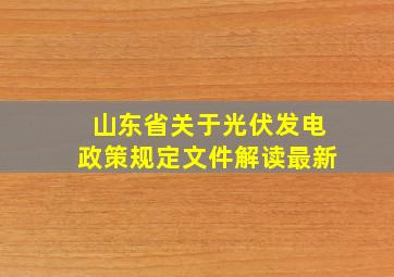 山东省关于光伏发电政策规定文件解读最新