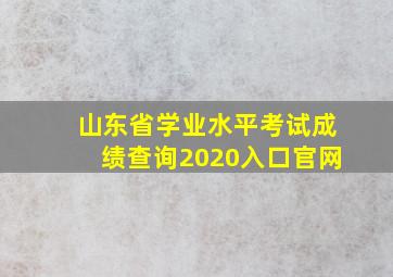 山东省学业水平考试成绩查询2020入口官网