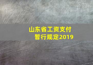 山东省工资支付暂行规定2019