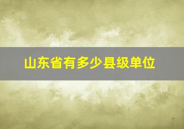 山东省有多少县级单位