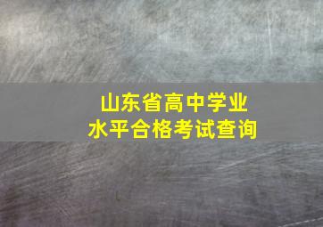 山东省高中学业水平合格考试查询