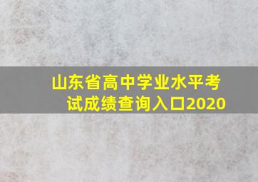 山东省高中学业水平考试成绩查询入口2020