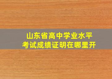 山东省高中学业水平考试成绩证明在哪里开