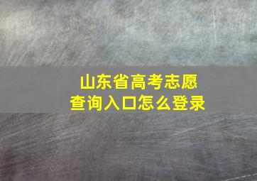 山东省高考志愿查询入口怎么登录