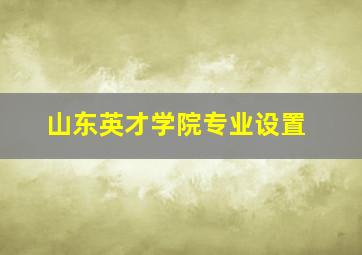 山东英才学院专业设置