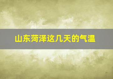 山东菏泽这几天的气温