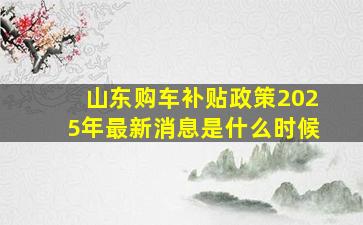 山东购车补贴政策2025年最新消息是什么时候