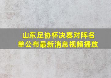 山东足协杯决赛对阵名单公布最新消息视频播放