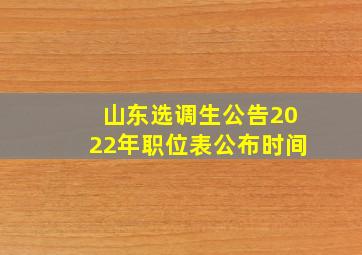 山东选调生公告2022年职位表公布时间