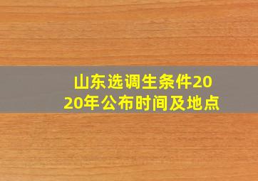 山东选调生条件2020年公布时间及地点