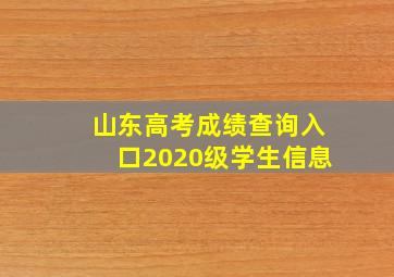 山东高考成绩查询入口2020级学生信息