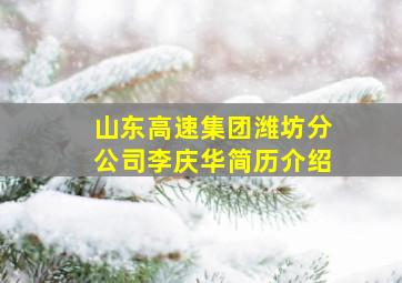 山东高速集团潍坊分公司李庆华简历介绍