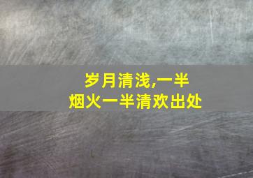 岁月清浅,一半烟火一半清欢出处