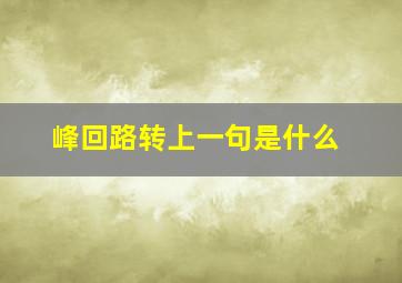 峰回路转上一句是什么