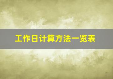 工作日计算方法一览表