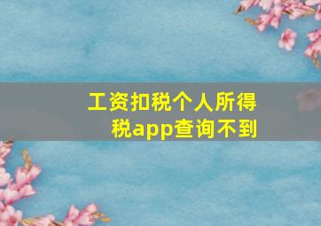 工资扣税个人所得税app查询不到