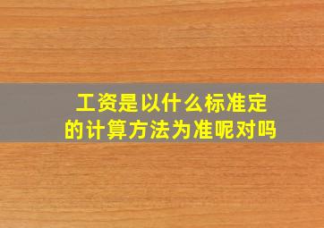 工资是以什么标准定的计算方法为准呢对吗