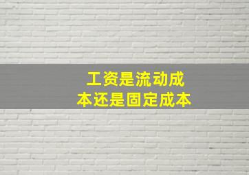 工资是流动成本还是固定成本