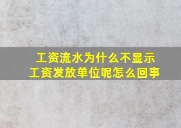 工资流水为什么不显示工资发放单位呢怎么回事