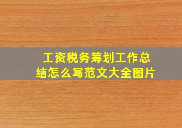 工资税务筹划工作总结怎么写范文大全图片