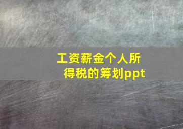 工资薪金个人所得税的筹划ppt