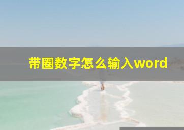 带圈数字怎么输入word