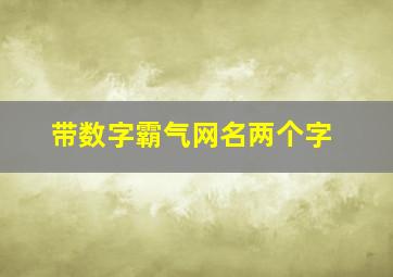 带数字霸气网名两个字