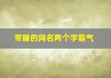 带瞳的网名两个字霸气