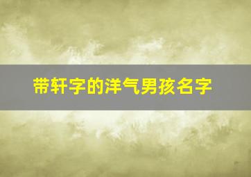 带轩字的洋气男孩名字