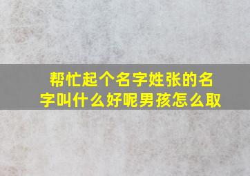 帮忙起个名字姓张的名字叫什么好呢男孩怎么取