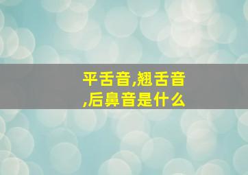 平舌音,翘舌音,后鼻音是什么