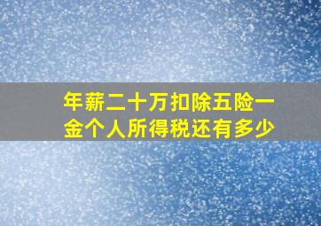 年薪二十万扣除五险一金个人所得税还有多少