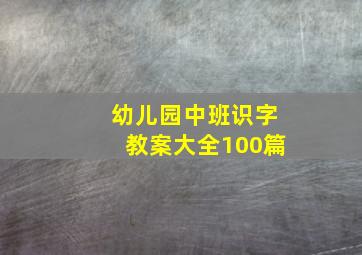 幼儿园中班识字教案大全100篇